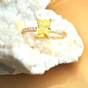 Rectangular Citrine CZ 18k Yellow GP Ring